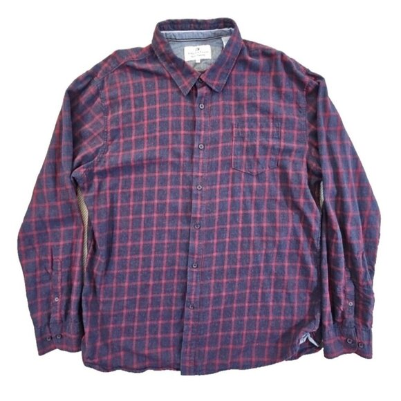Thread & Cloth Flannel Shirt Women's XXL Navy & Red Long Sleeve Button Down EUC - Picture 1 of 13